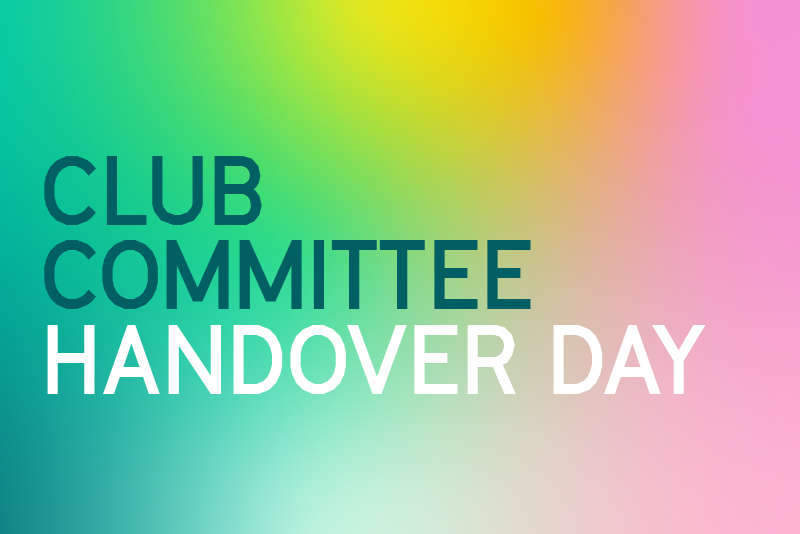 text reads: club committee handover day